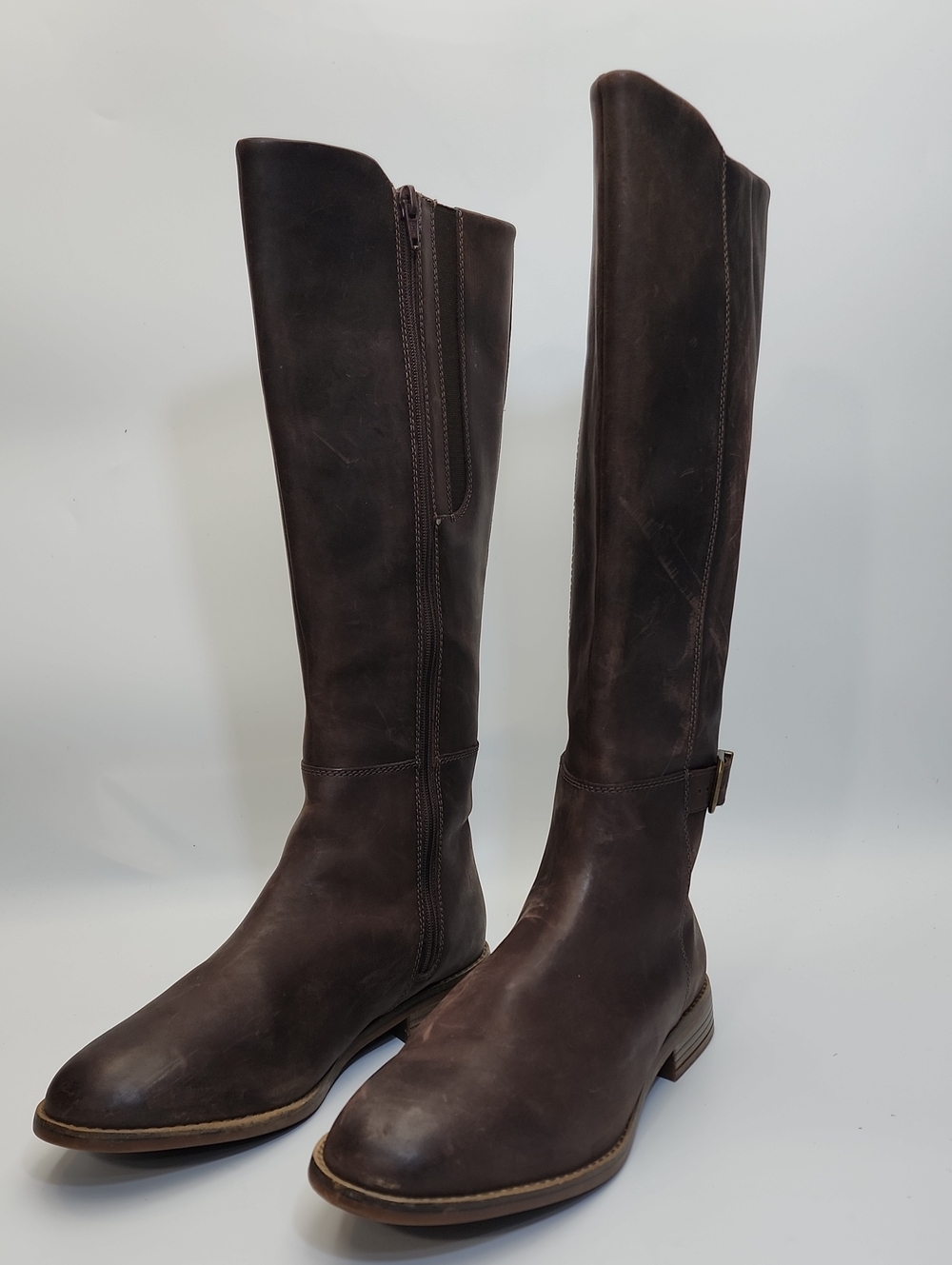 Clarks Brown Leather Knee-High Riding Boots